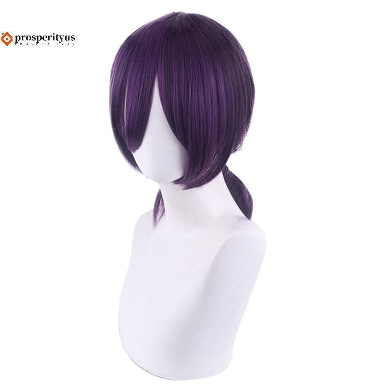 [PPTS] Peruca de Cosplay do Reze de Chainsaw Man, Peruca de Cabelo Sintético com Rabo de Cavalo Roxo, Perucas para Role