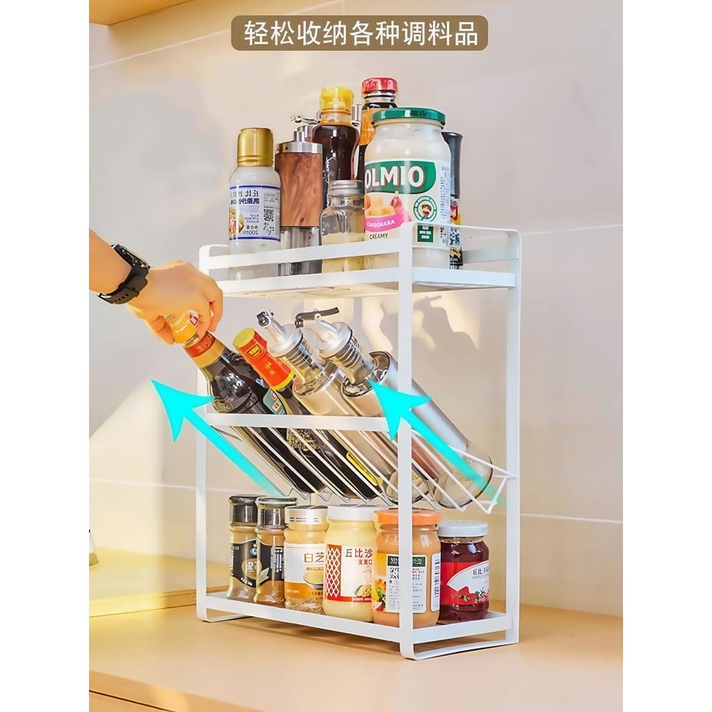 Rack de tempero de cozinha bancada doméstica multifuncional inclinado Multi-camada óleo sal molho vinagre condimento rac