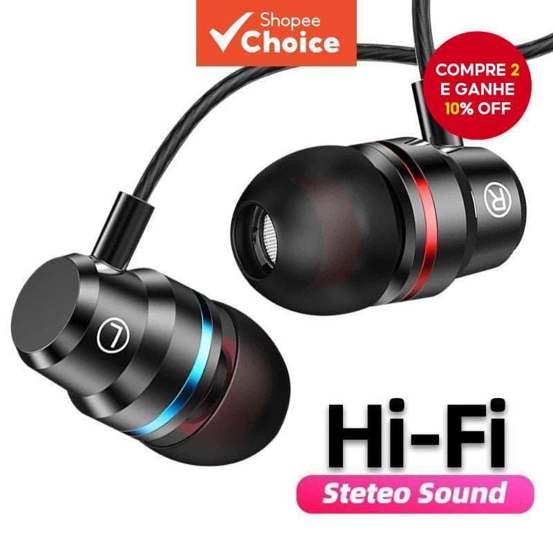 Fone de Ouvido com Fio 3,5mm Fone de Ouvido HiFi Graves Fone de Ouvido Intra-Auricular Esportivo Impermeável