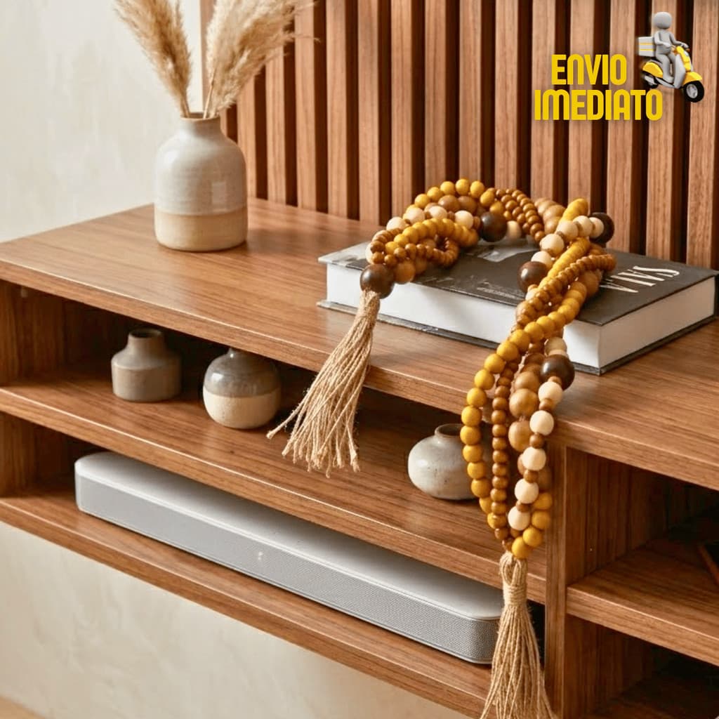 Colar de Mesa Madeira Elegante Grande  Enfeite de Mesa Decorativo Luxo Parede 1,15m Dia das Mães