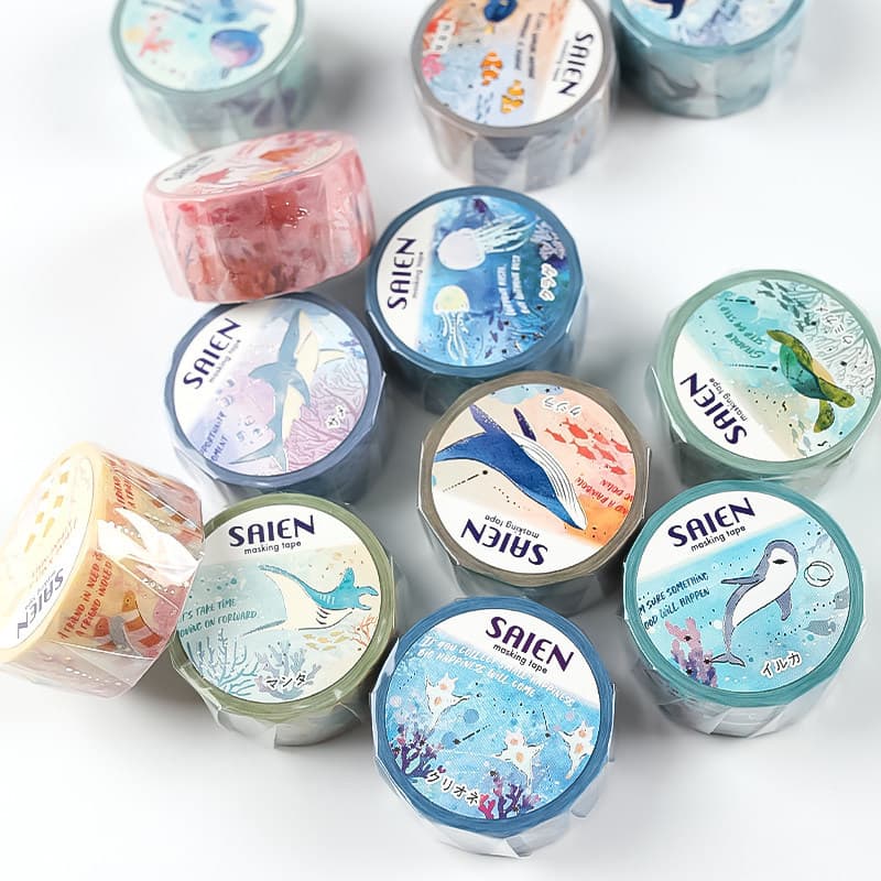 [Coleção limitada] Feito no Japão Fita Washi Manual Material Estilo Japonês Manual Colagem Mar Animal Maçã Coelho Flores