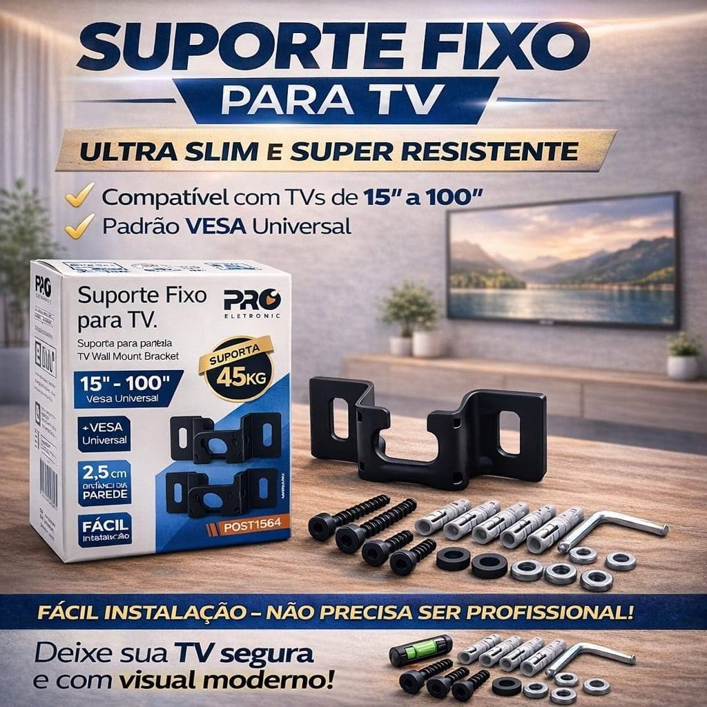 Suporte TV Universal Fixo Smart TV LED LCD 4K Parede E Painel 24 32 43 50 55 60 75 100 Polegadas