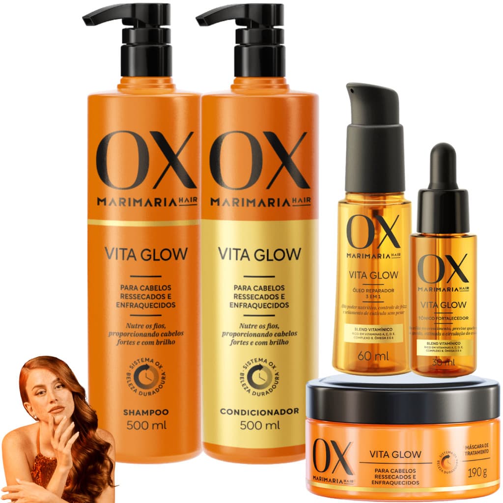 Kit OX Vita Glow Mari Maria Restauração Recuperação Repair
