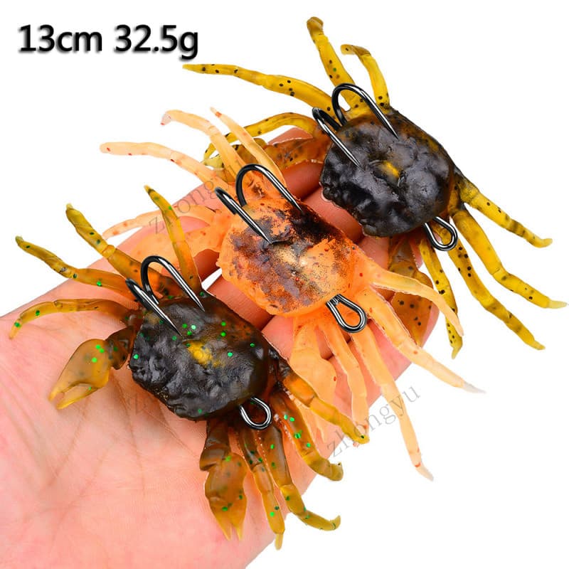 Isca macia de caranguejo submersa, isca biônica de tiro longo, 13cm, 32.5g com ganchos duplos, isca Artificial de fundo