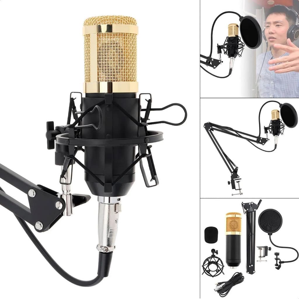 Microfone Condensador De Estúdio Profissional Com Pop Filter E Shock Mount ON-BM800
