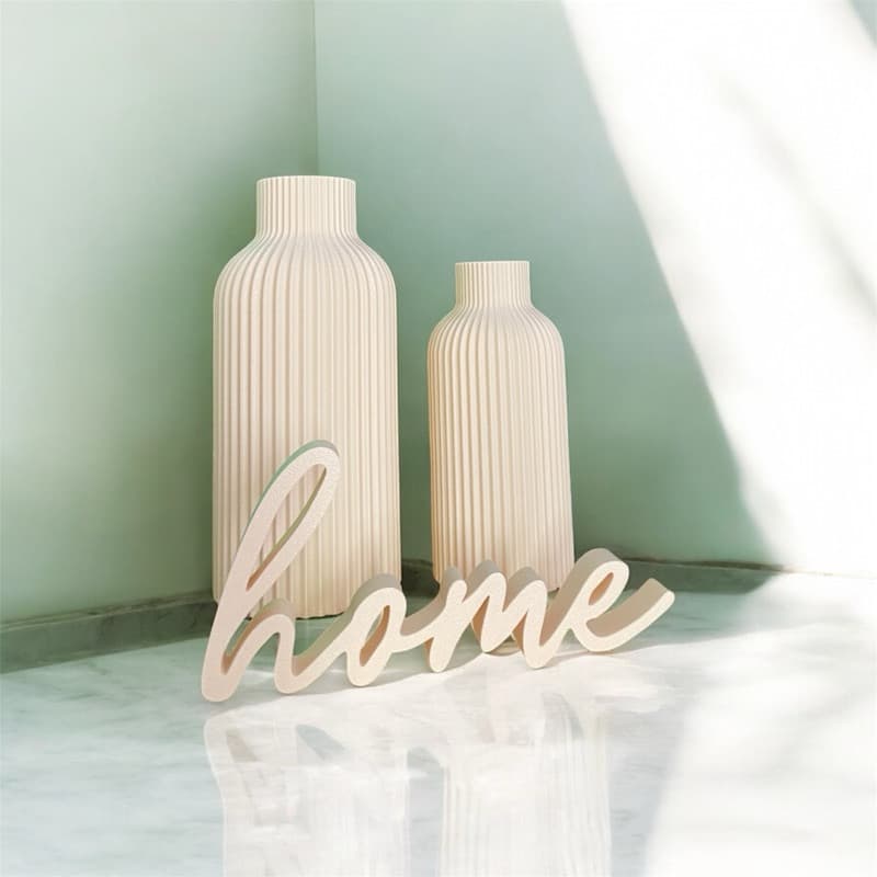 Kit Decorativo Minimalista - 2 Vasos Cachepô + Palavra Home Estilizada