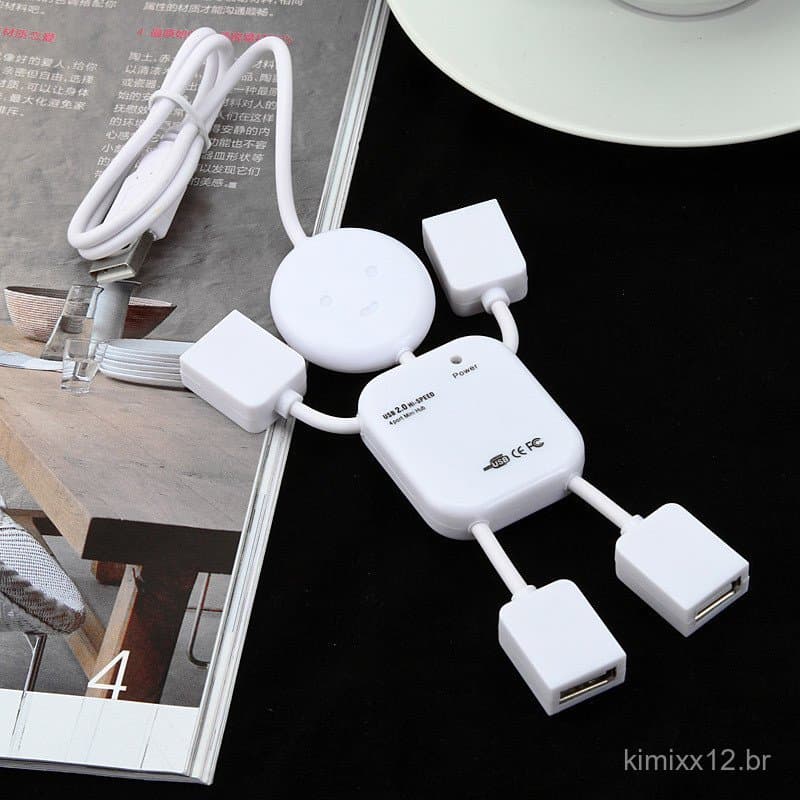 Hub Humanoide para Computador, Divisor de Porta USB 1 para 4, Hub Multifuncional, Acessórios para Computador