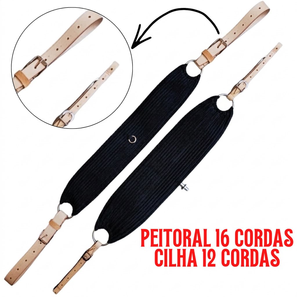 conjunto Peitoral Cia De Lã de Cavalo Vaquejada