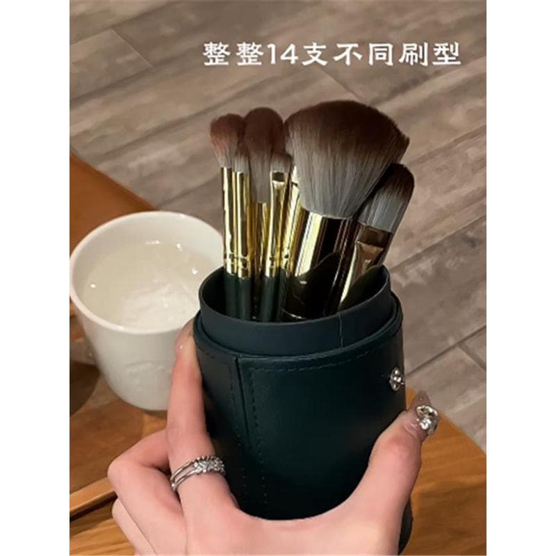 [Balde de pincel de maquiagem] 14 conjunto de pincéis de maquiagem para iniciantes Super macio conjunto completo de ferr