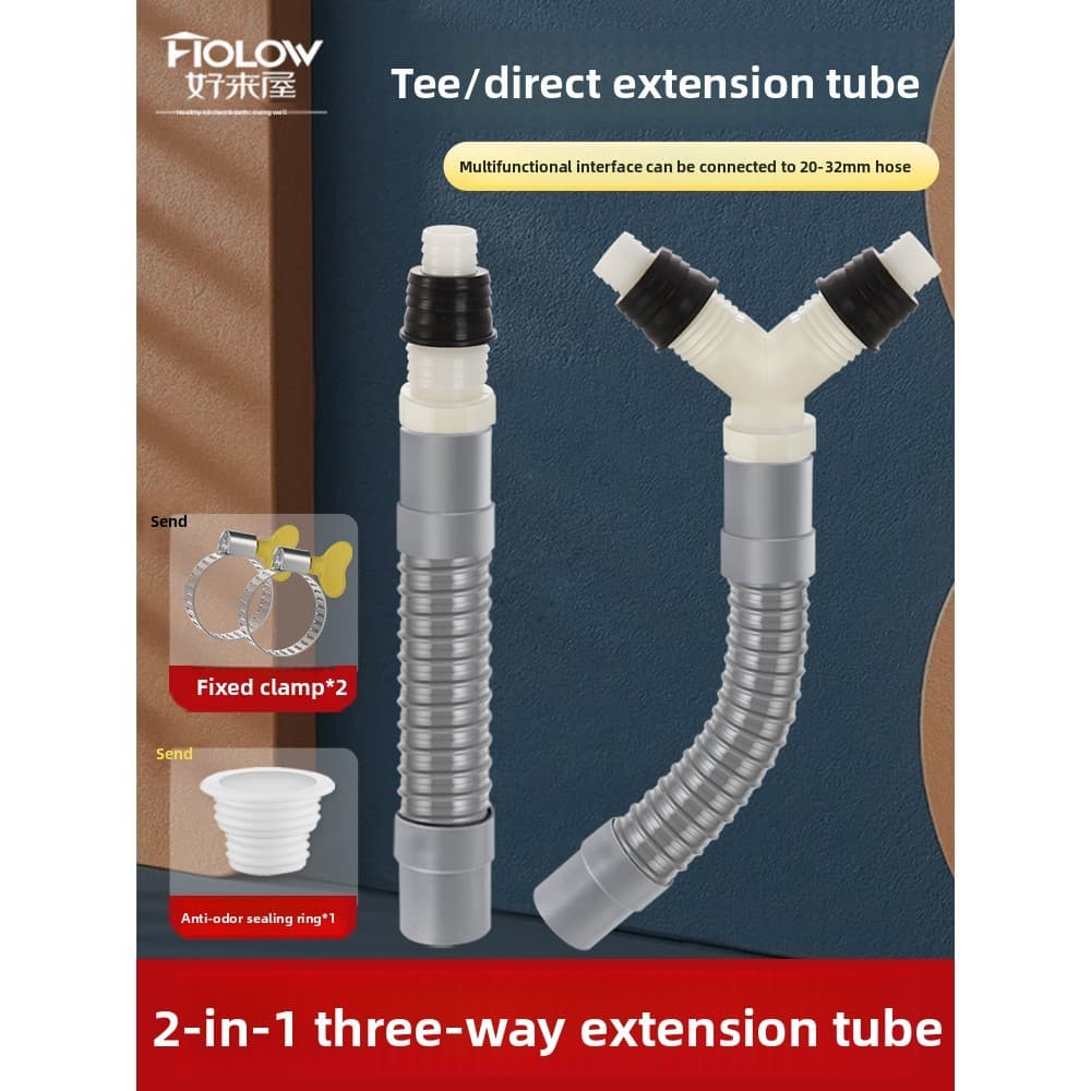 Conector de drenagem de máquina de lavar roupa de três vias, tipo Y, tubo de drenagem de dupla utilização, mangueira de