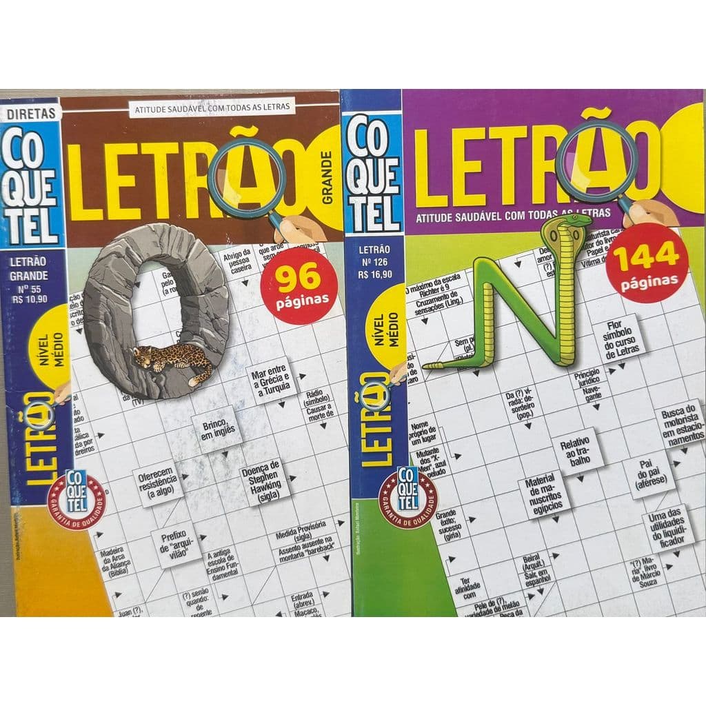 Kit 02 Palavras Cruzadas Coquetel - Nível Médio Letrão