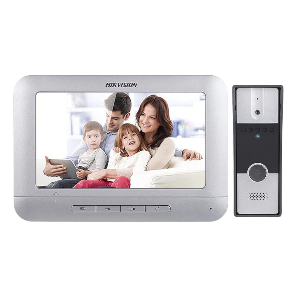 Kit Vídeo Porteiro Eletrônico Hikvision Tela Colorida 7 Polegadas Branco