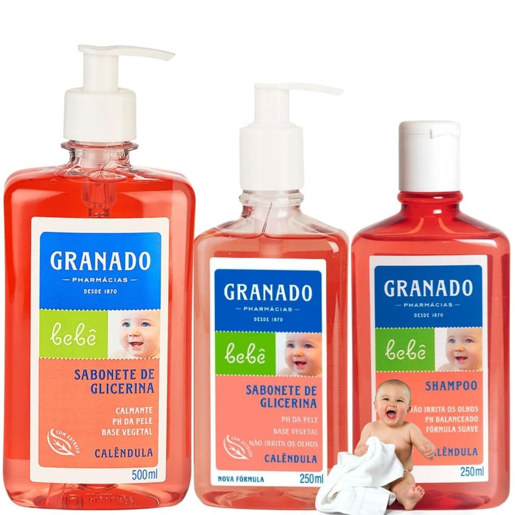 Kit Granado Calêndula Glicerina Bebê Sabonete LiquidoShampoo