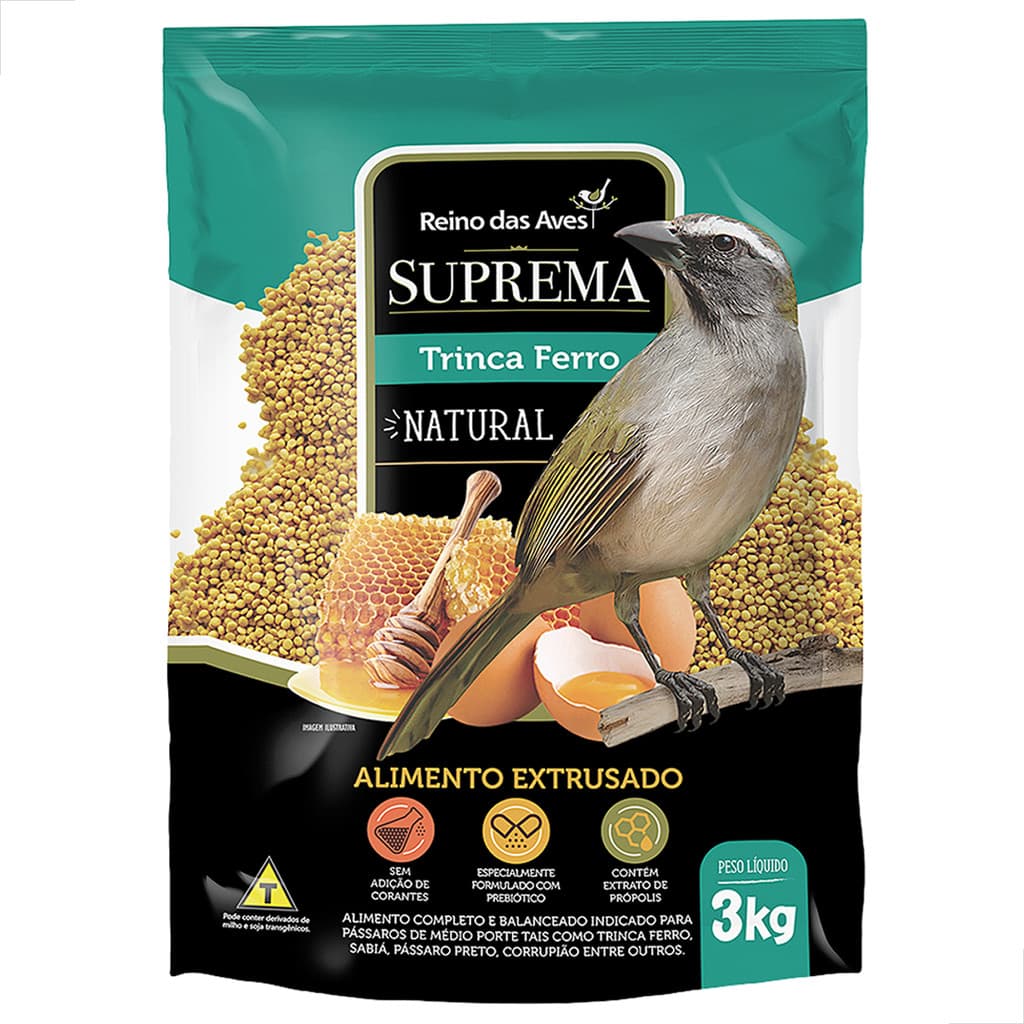 Ração Para Trinca Ferro Suprema 3 kg Raçao Reino das Aves