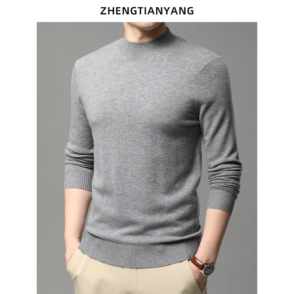 Outono inverno meia gola alta camisola de lã pura masculina meados de pescoço camisola na moda versão coreana roupas mas