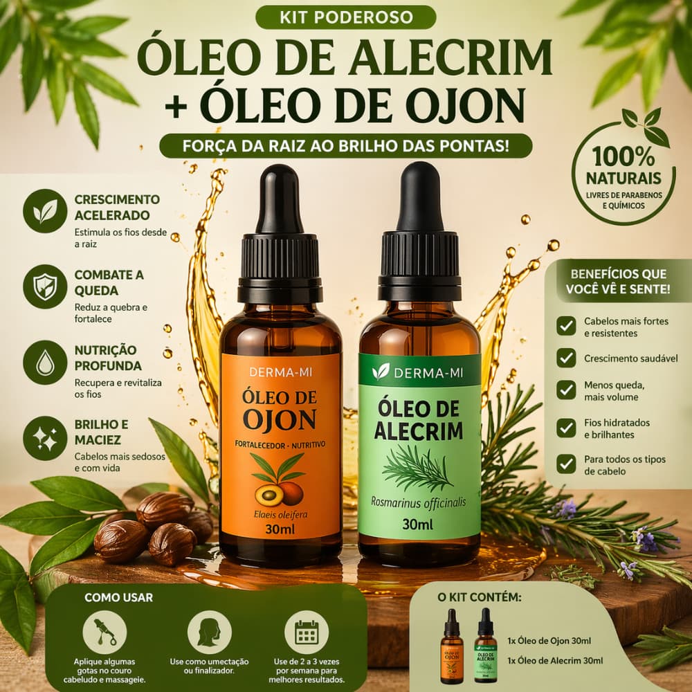 Óleo de Ojon + Óleo de Alecrim 100% puro Para cabelos e Pele