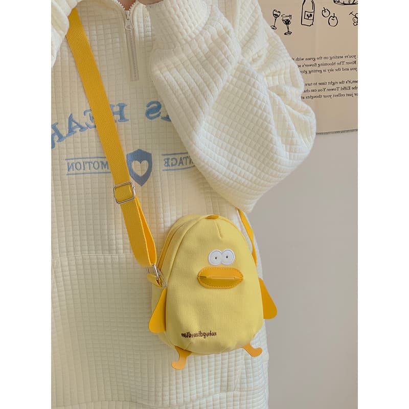 Verão bonito dos desenhos animados pintainho bolsa de lona feminino estudante japonês Casual macio menina fresco mensage