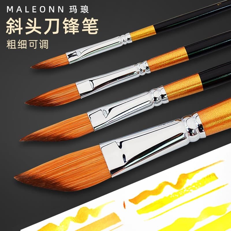 Malang pincel de óleo de Nylon, caneta afiada oblíqua, pintura de arte profissional, pincel de aquarela, giz de água, pi