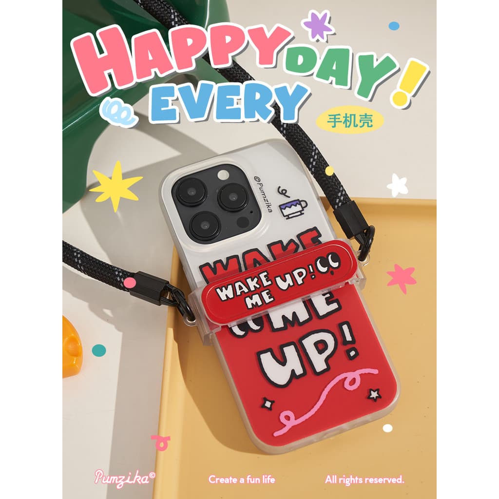 Pumzika Original Red Letter wake-me up Cool Cute Dupla Camada Fosco Adequado para Apple iphone15pro All-Inclusive 13 14p
