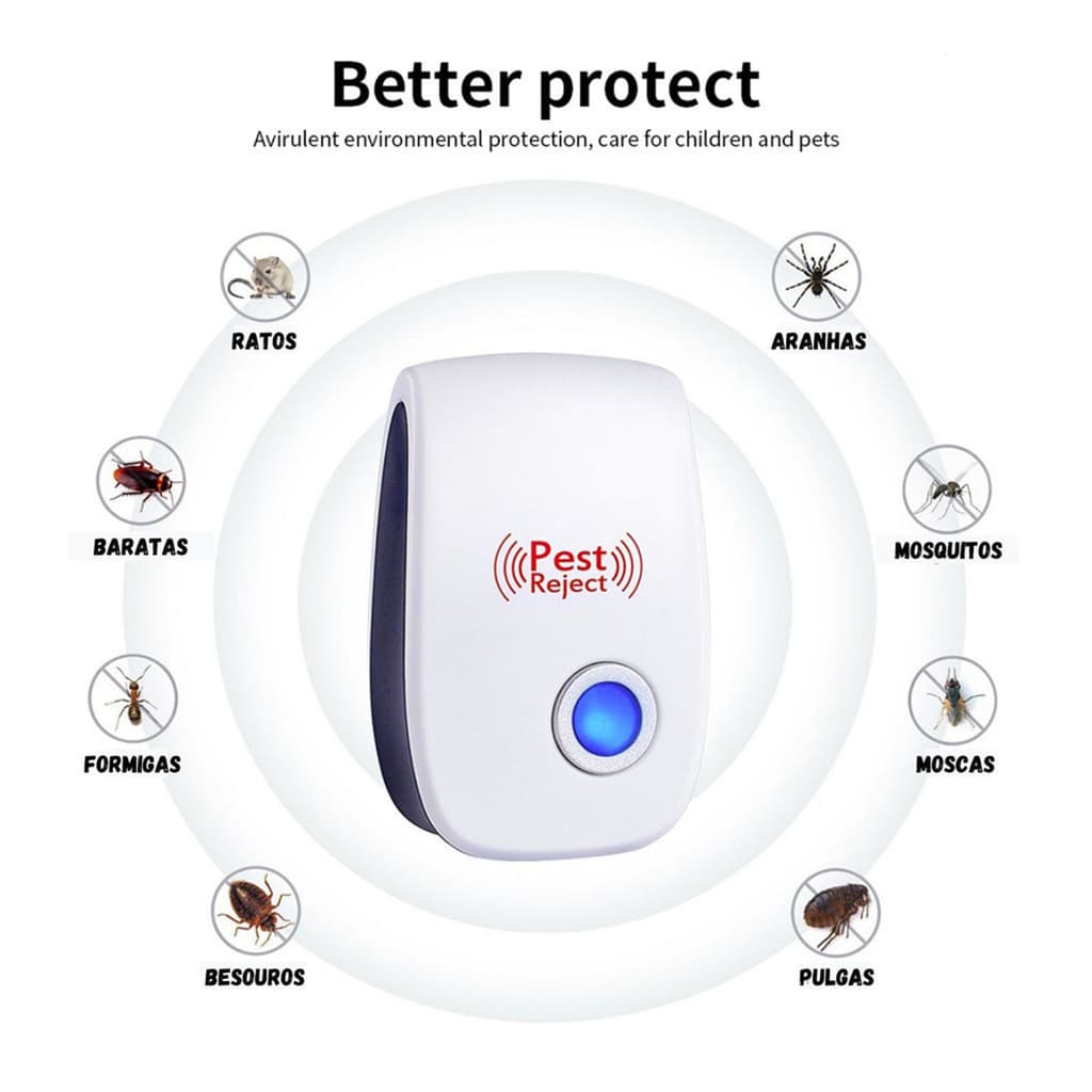 Repelente Eletrônico Ultrassônico Bivolt Anti Mosquitos Ratos Baratas Morcegos Insetos Silencioso