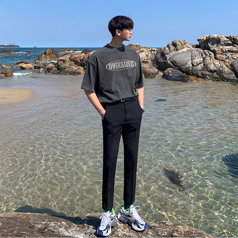 MRCYC verão estilo japonês lavado angustiado de manga curta camisa de fundo solto masculino bonito estilo escuro rua cor