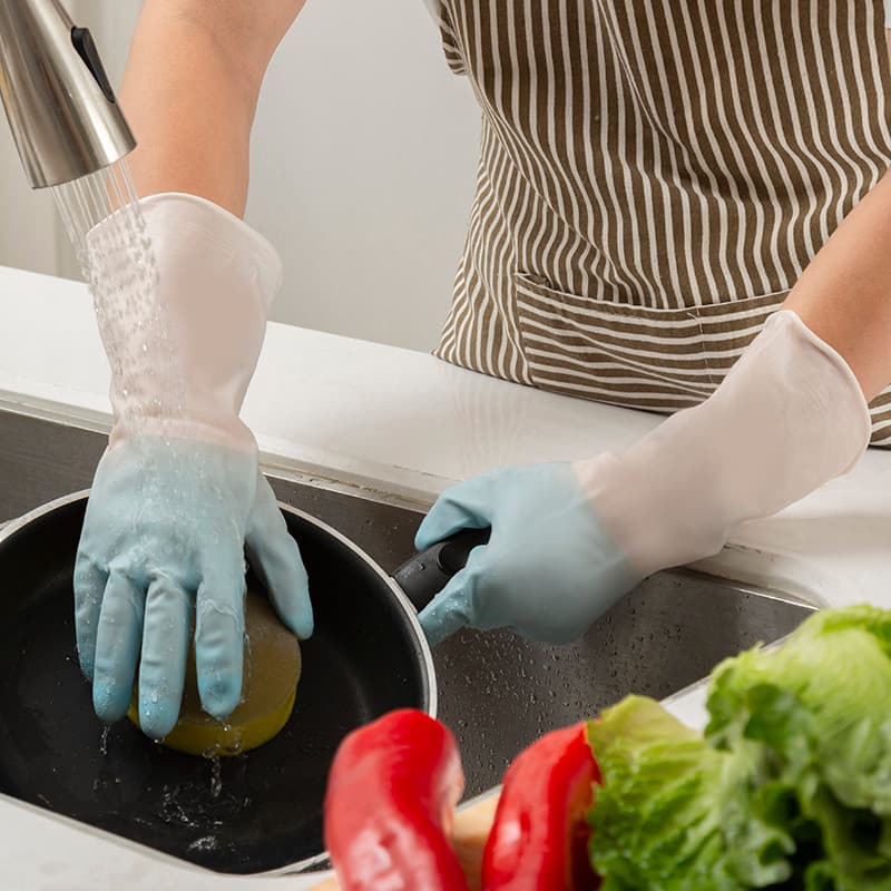 Luvas de lavar louça grossas luvas de trabalho doméstico cozinha limpeza roupas lavar pratos luvas duráveis à prova dwat