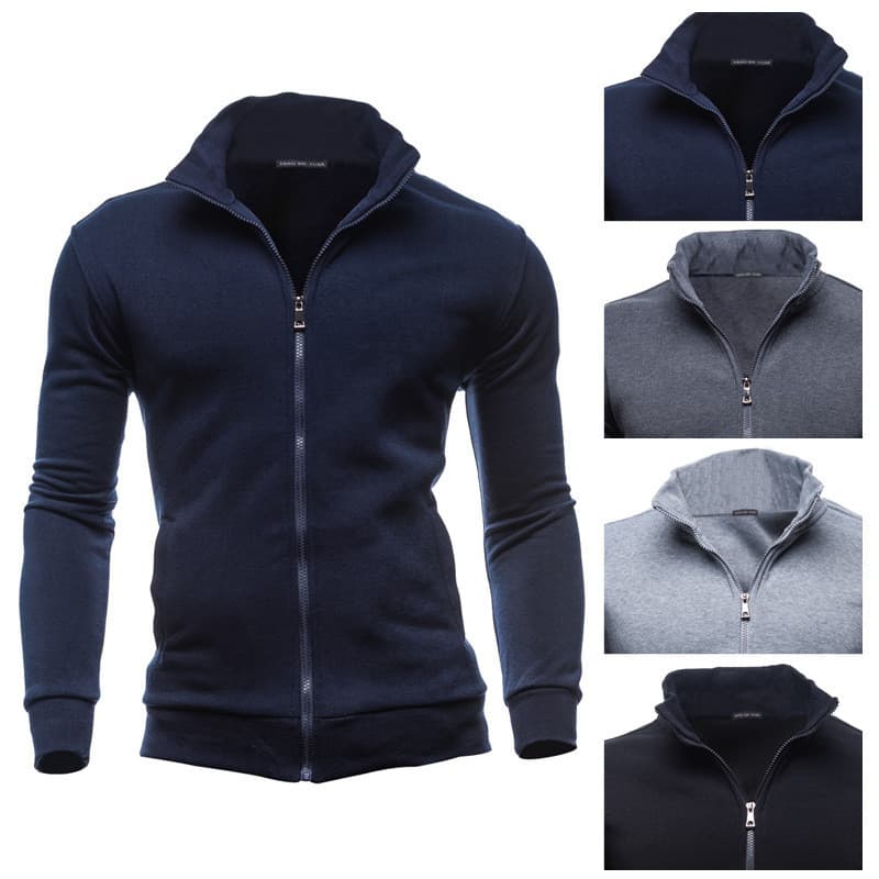 Casaco Esportivo Masculino Casual De Lã Com Zíper