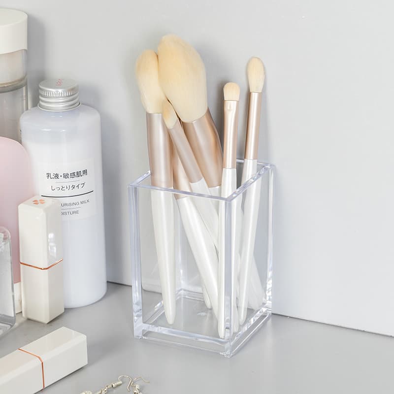 Muji estilo transparente acrílico pincel de maquiagem tubo de armazenamento caneta titular Desktop organização caixa arm