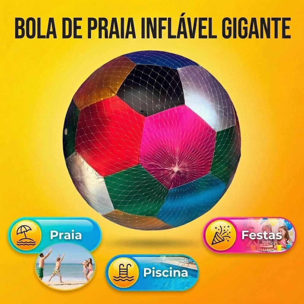 Bola gigante colorida com tela protetora. (45cm). Bolas Gigante/ inflável