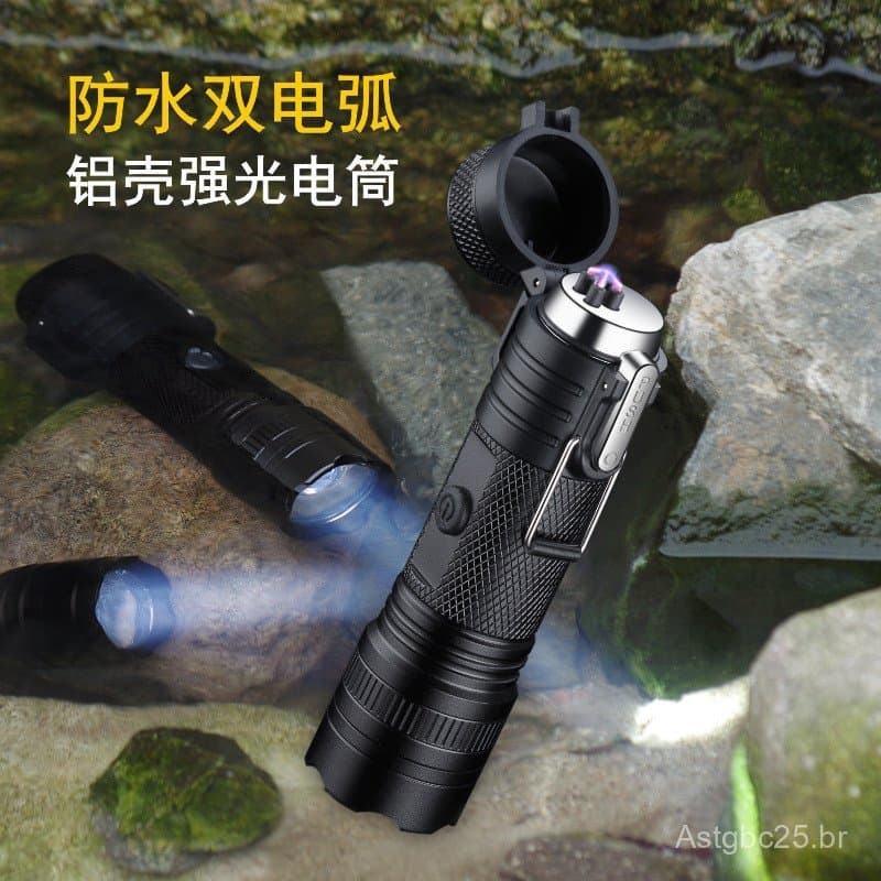 Lanterna de alumínio de alta luminosidade para camping ao ar livre, duradoura, selada, à prova d'água, recarregável, com