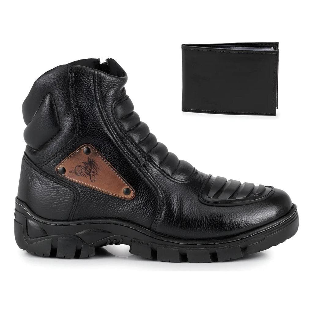 Bota Masculina Adventure Estilo Caterpillar Couro Palmilha Gel Trabalho Trilha Solado Antiderrapante + Kit Brinde