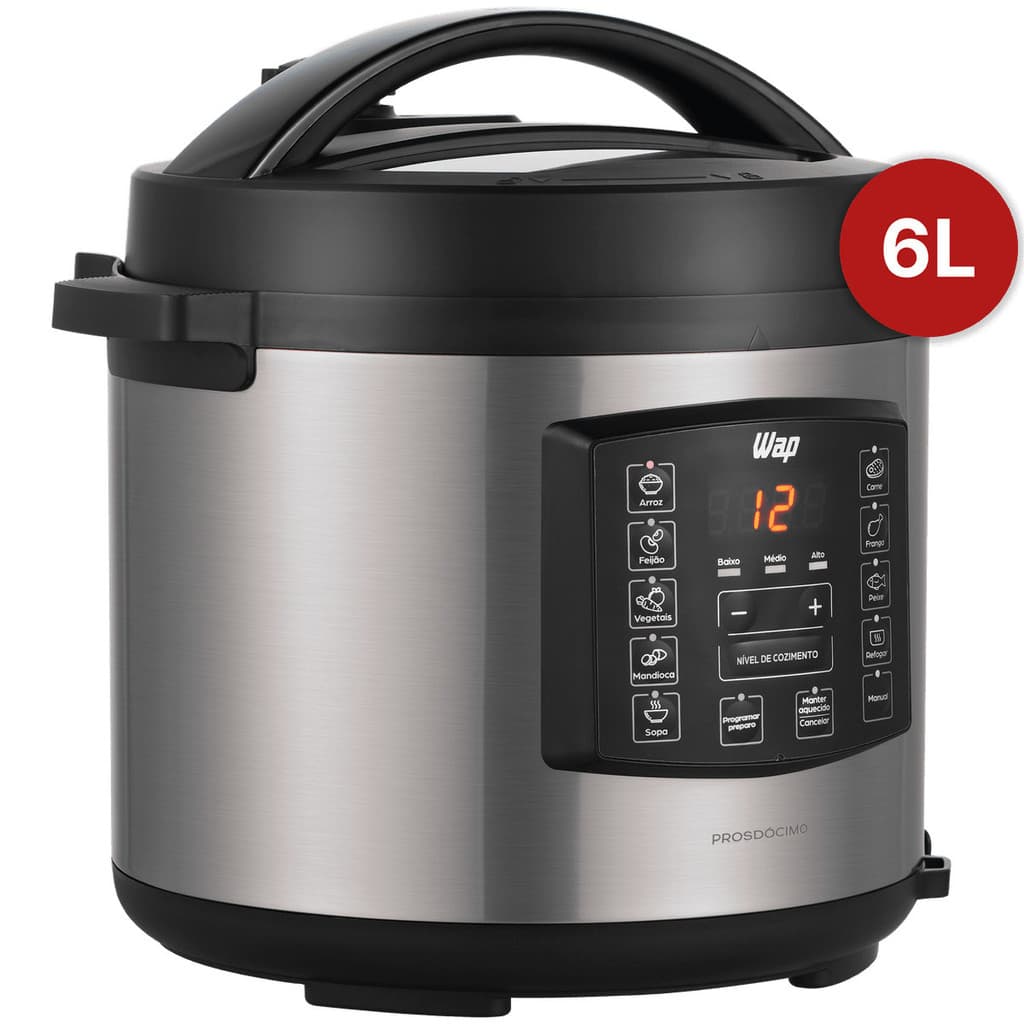 Panela de Pressão Elétrica WAP Inox Painel Digital 6L - WPPE1