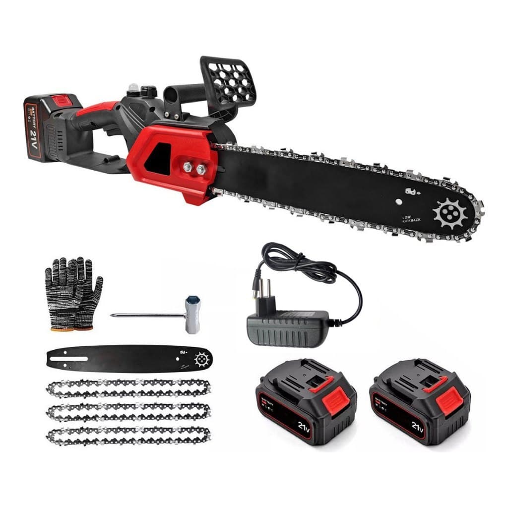Motosserra A Bateria Recarregável 12 Polegadas Serra Elétrica Portátil Brushless​​ 2 baterias 3 Corrente