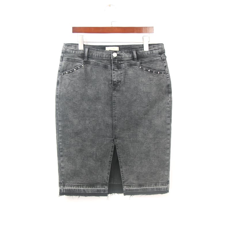 Moda verão cinza fumaça cinza Denim saia feminina pedido exterior 100kg tamanho grande cintura alta elástico mais magro