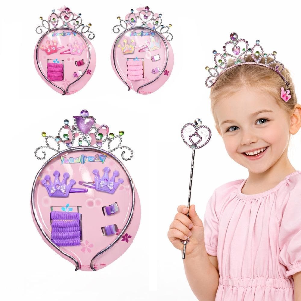 KIT PRINCESA TIARA VARINHA MAGICA COROA TICTAC PRESSILHAS XUXINHAS FESTA 10 ACESSORRIOS