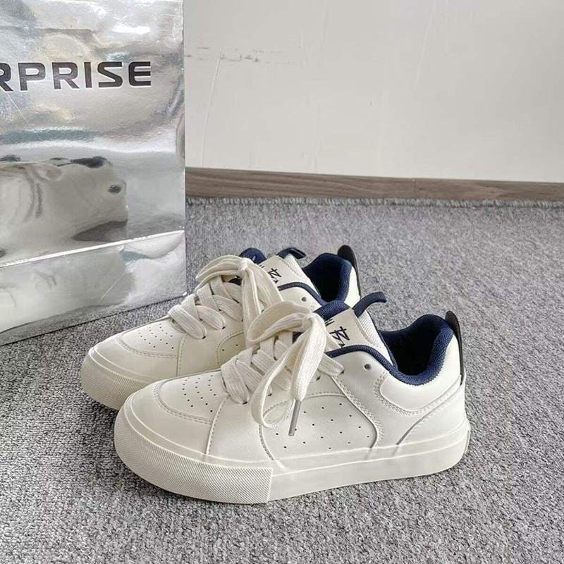 Primavera novo estilo sapatos brancos femininos plana estilo fino temporada escolar estudante tênis esportivos casuais o