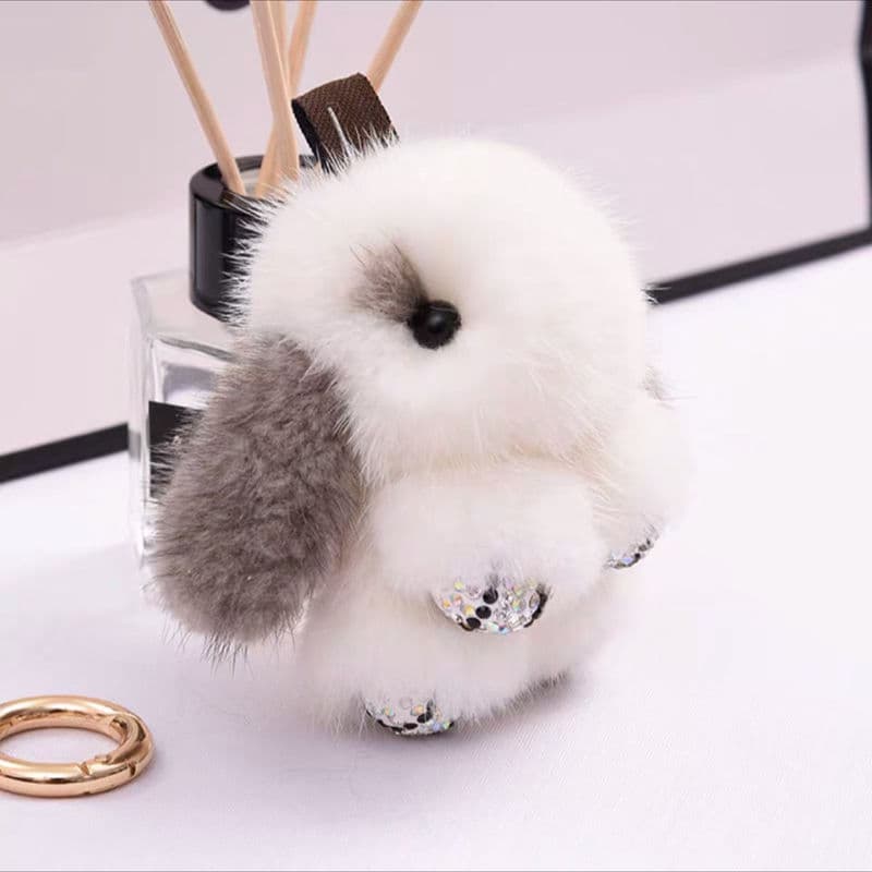 Mink pelúcia coelho saco pingente coelho morto Mini Rex coelho pele jóias telefone móvel carro chaveiro pingente