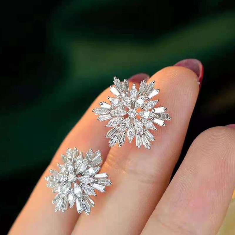 Brincos estilo celebridade japonês estilo coreano natal floco de neve zircão brincos femininos doces estudantes