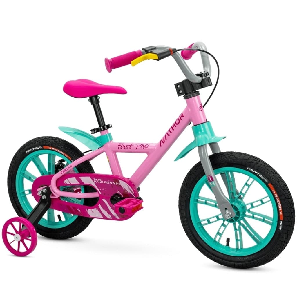 Bicicleta Infantil Aro 14 First Pro Feminina 5 Rosa Nathor