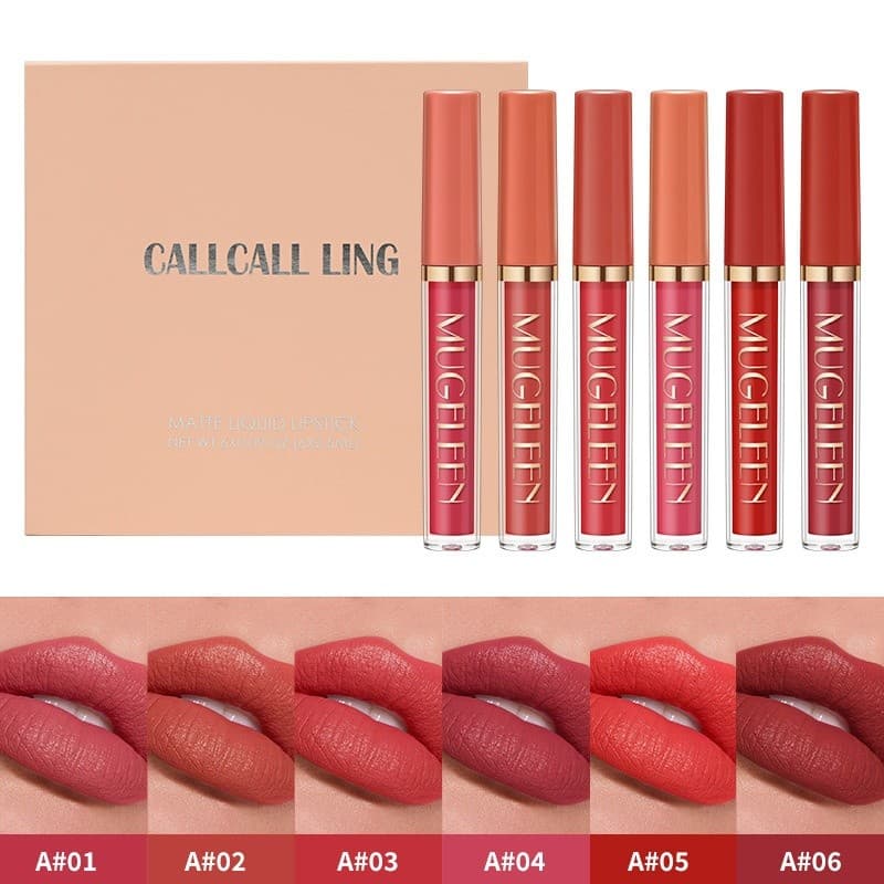 Velvet Matte Lip Glaze Set Antiaderente Batom Líquido Maquiagem
