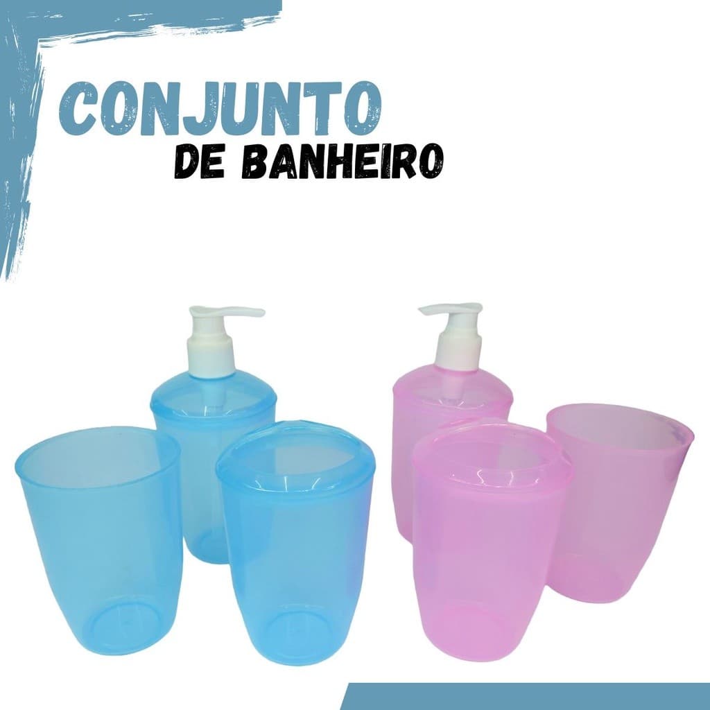 Kit 3 Peças  Para Banheiro Com Porta Escova De Dente, Porta Sabão Líquido E Copo