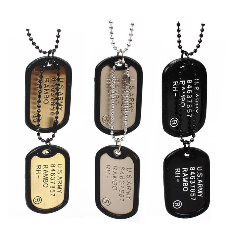 Colar Masculino Duplo Cão Tag Pingente Para Homens Eua Exército Militar Soldado Frisado Corrente Colares Punk Jóias