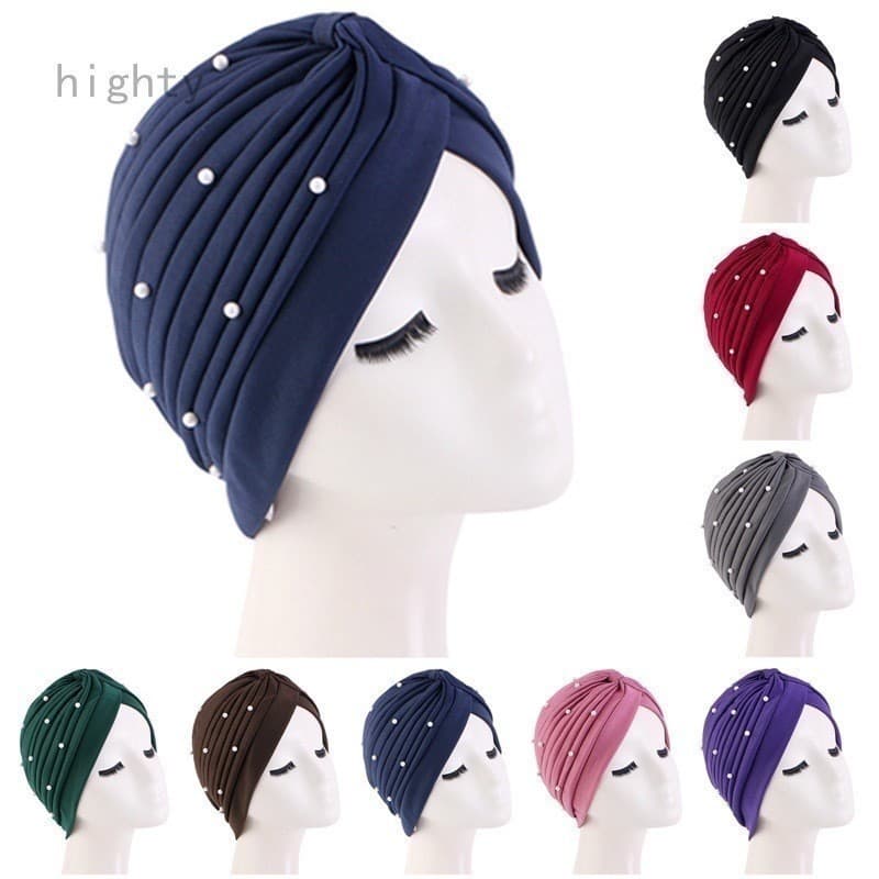 Chapéu Turbante Muçulmano Pérola Chapéus Feminino Lenço Hijab Islâmico Caps Cabeça De Embrulho Musulman Turban Headwrap
