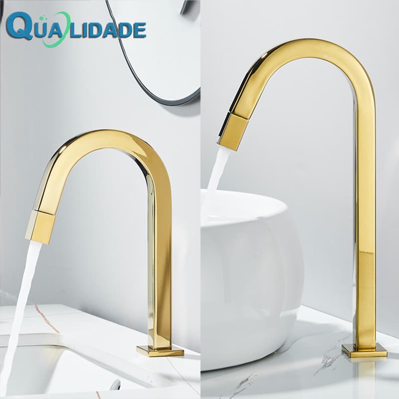 Metal Torneira Lavatório Para Banheiro De Água Fria De Aço Inox 304 Dourado