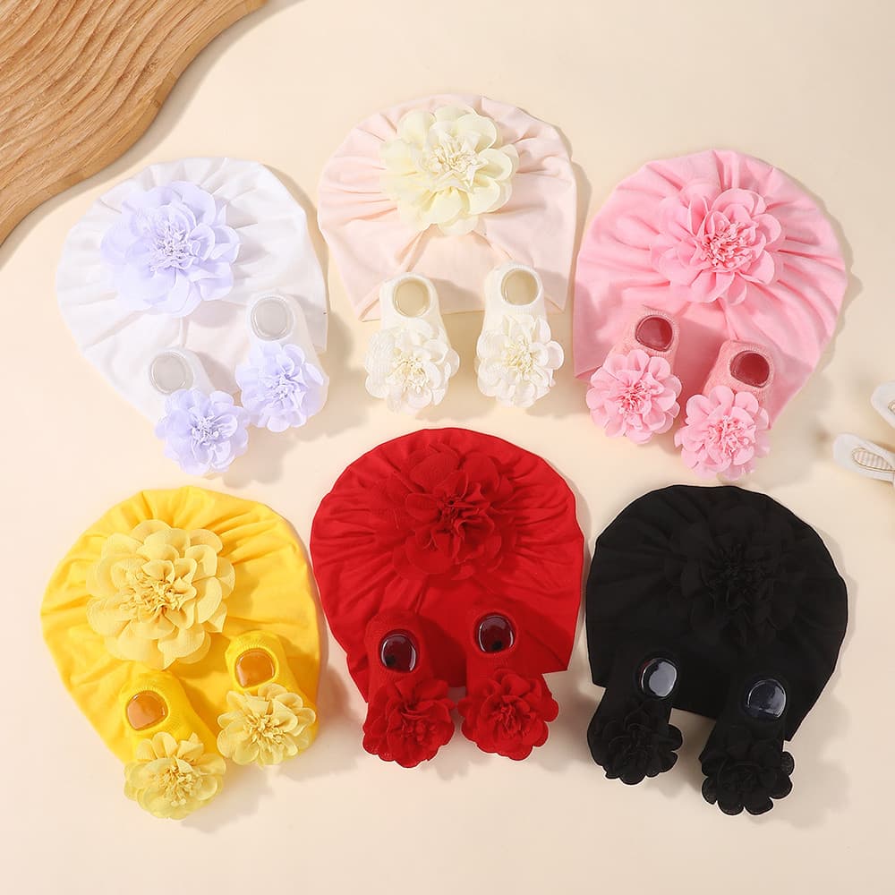 3 Pçs/Set Bebê Recém-Nascido Hairband Meias Conjunto Infantil Turbante Chapéu De Algodão Macio Elástico Da Criança Menin