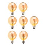 KIT 07 LAMPADA FILAMENTO DE LED GLOBO G80 4W AMBAR 2200K BIVOLT