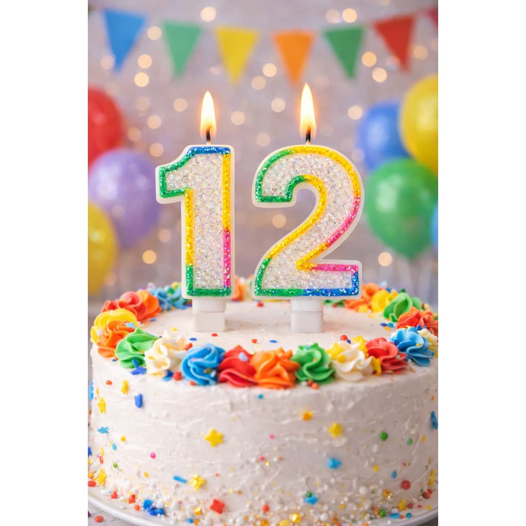 Vela De Aniversário - Número + Glitter - Arco - Íris
