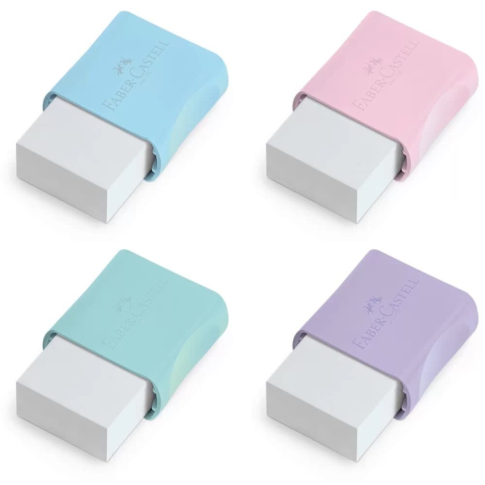 Borracha Faber Castell Max Tom Pastel - Lilás, Rosa, Azul e Verde