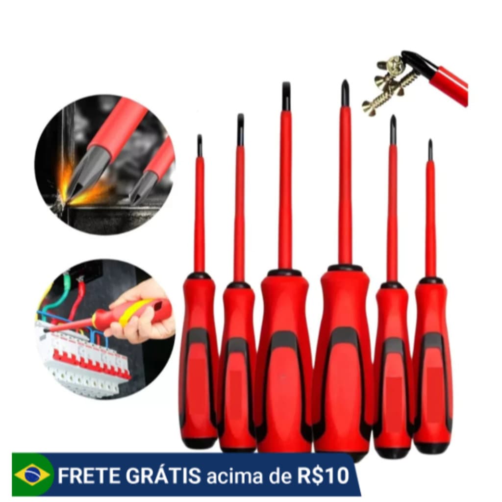 Jogo Chaves Isoladas Philips E Chave De Fenda 6pçs Imantadas