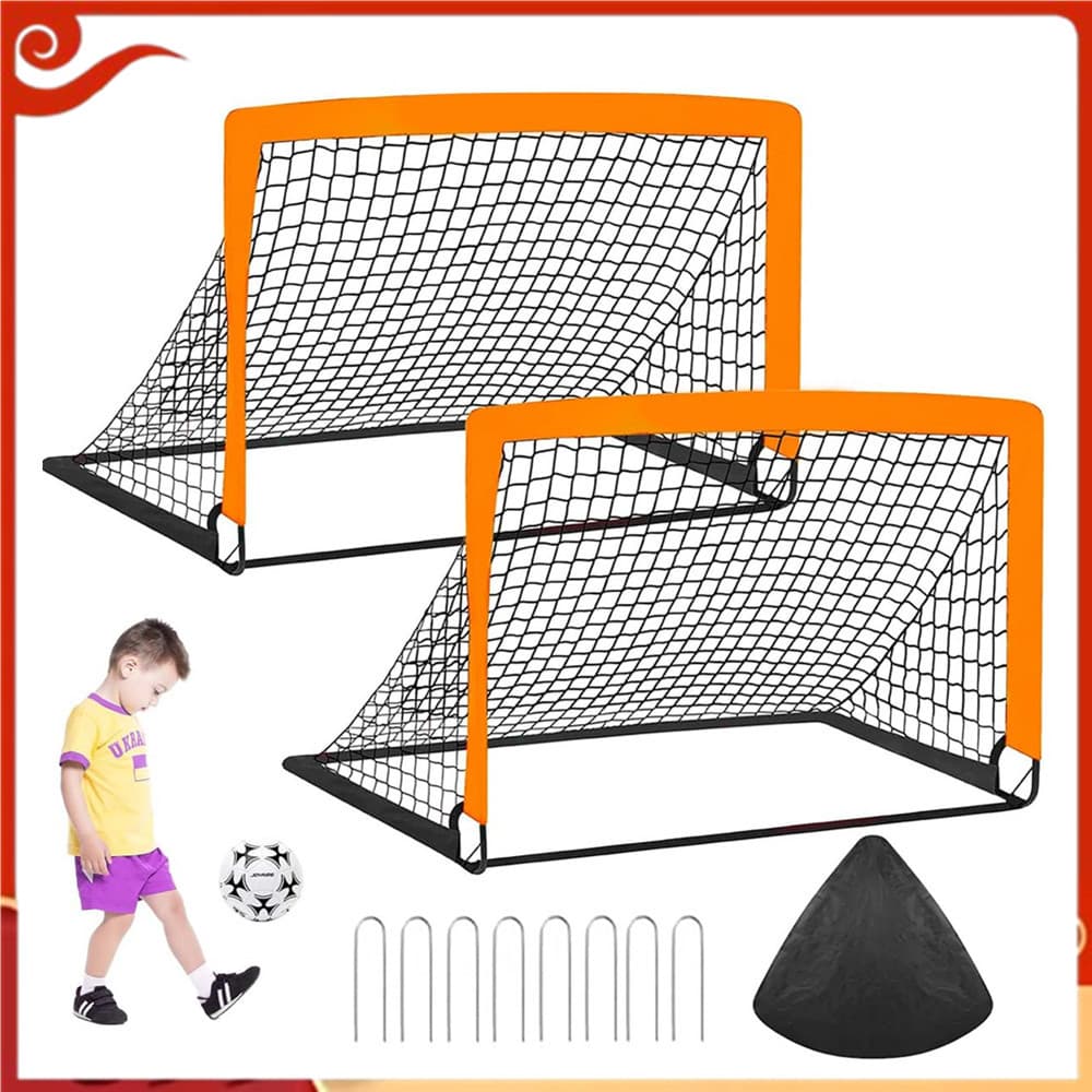 Pacote de 2 peças de redes de treinamento de gol de futebol infantil ao ar livre, estilo Pop-up portátil, 120x90cm